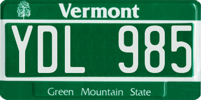 VT license plate YDL985