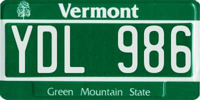 VT license plate YDL986