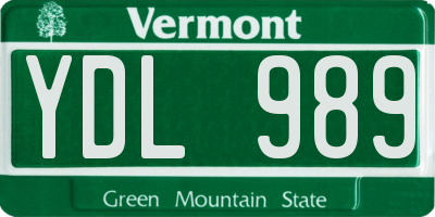 VT license plate YDL989