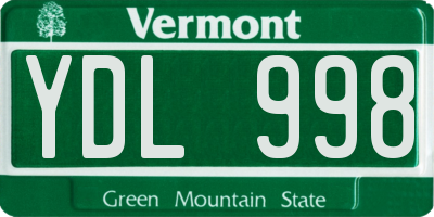 VT license plate YDL998