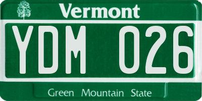 VT license plate YDM026