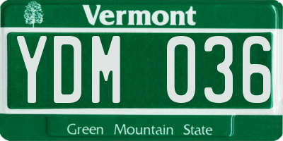 VT license plate YDM036