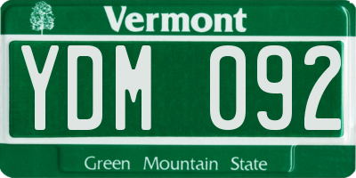 VT license plate YDM092