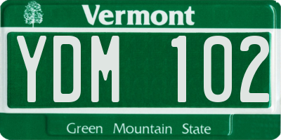 VT license plate YDM102
