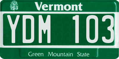 VT license plate YDM103
