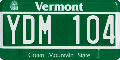 VT license plate YDM104