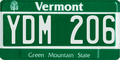 VT license plate YDM206