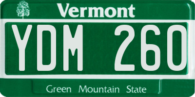 VT license plate YDM260