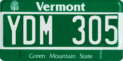VT license plate YDM305