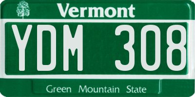 VT license plate YDM308