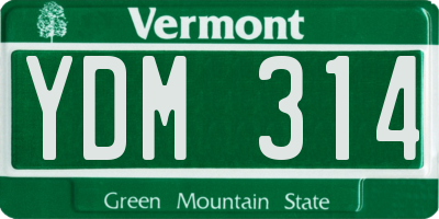VT license plate YDM314