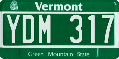 VT license plate YDM317