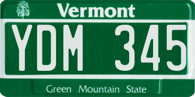 VT license plate YDM345