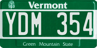 VT license plate YDM354