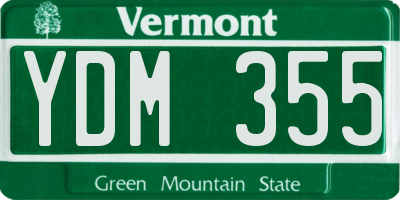 VT license plate YDM355