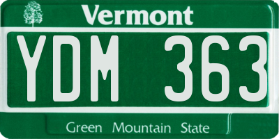 VT license plate YDM363