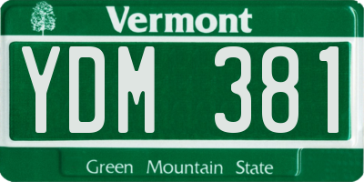 VT license plate YDM381