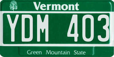 VT license plate YDM403