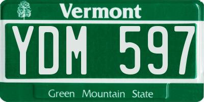VT license plate YDM597
