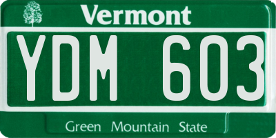 VT license plate YDM603