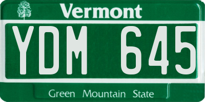 VT license plate YDM645