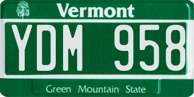 VT license plate YDM958