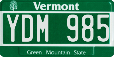 VT license plate YDM985