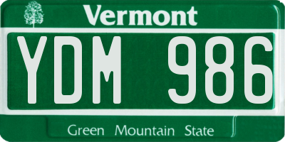 VT license plate YDM986