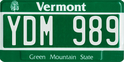 VT license plate YDM989