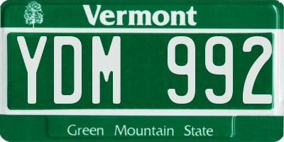VT license plate YDM992