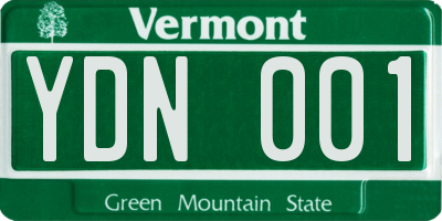 VT license plate YDN001