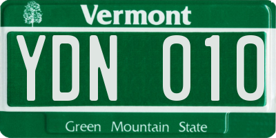 VT license plate YDN010