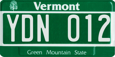 VT license plate YDN012