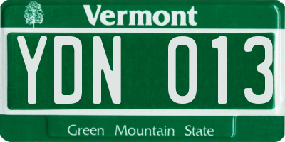 VT license plate YDN013