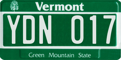 VT license plate YDN017