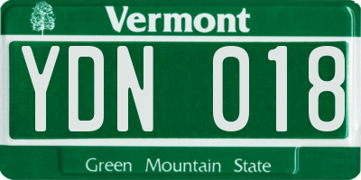 VT license plate YDN018