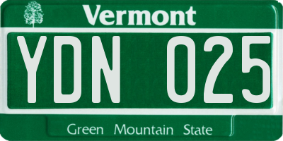 VT license plate YDN025
