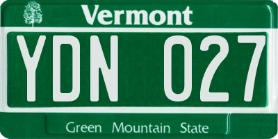 VT license plate YDN027