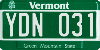 VT license plate YDN031