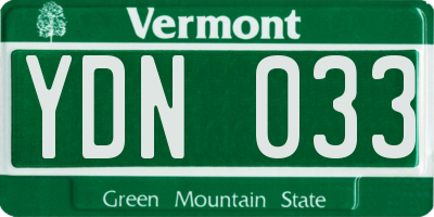 VT license plate YDN033