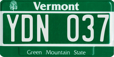 VT license plate YDN037
