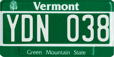 VT license plate YDN038