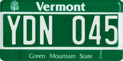 VT license plate YDN045