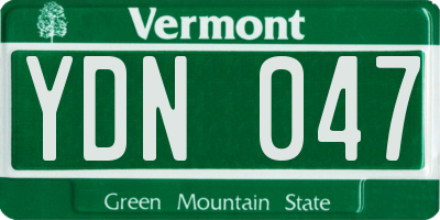 VT license plate YDN047