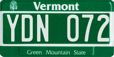 VT license plate YDN072