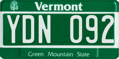 VT license plate YDN092