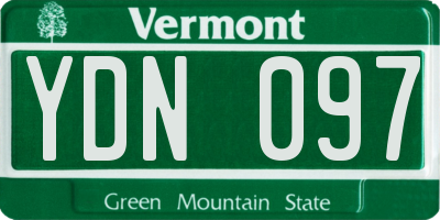 VT license plate YDN097