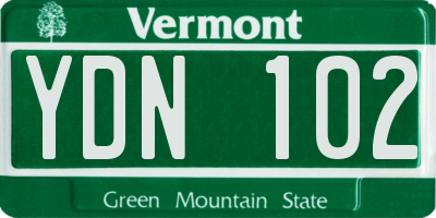 VT license plate YDN102