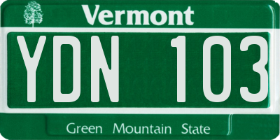 VT license plate YDN103