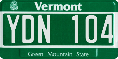 VT license plate YDN104